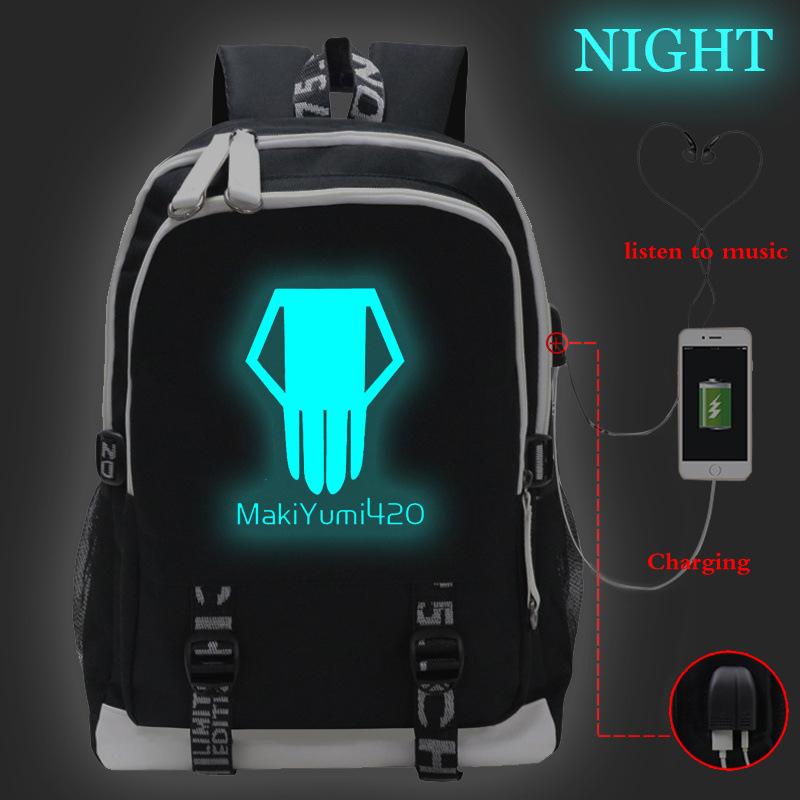 My Hero Academy Anime Peripheral Printing Backpack USB Interface Multifunctional Student School Bag Luminous