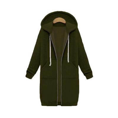 Sudadera con capucha de manga larga y talla grande para mujer, chaqueta de longitud media, otoño e invierno