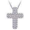 Takeda Jewelry Cross Pavé Necklace, Sterling Silver, 0.52 Carat, Highest Quality Cubic Zirconia, 45cm, Free Adjuster, Venetian Chain (White Gold)