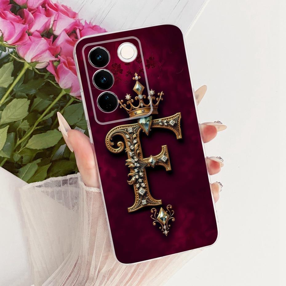 Fashion Crown Letter Case For Vivo V27 Pro V2230 V2231 Soft Silicone TPU Back Cover For Vivo V27 V27Pro Phone Cases