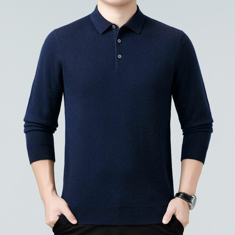 Genuine Brand Men's Luxury Wool Sweater 2025 - Thick, Warm, and Stylish Lapel Knitwear for Mid-Aged Dads.