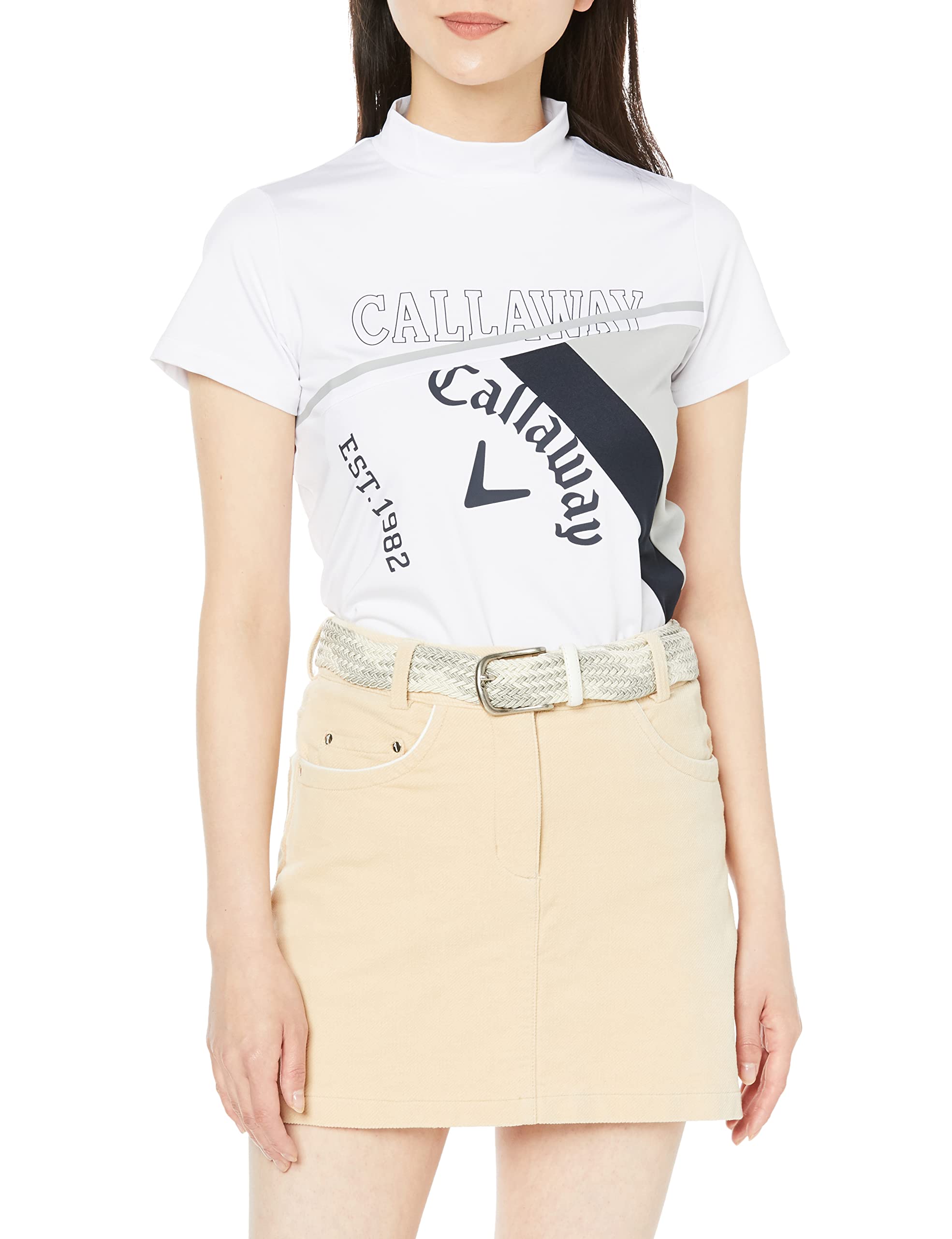 

Callaway Short Sleeve Mock Neck Shirt UV Golf Undershirt C23134213 Size M Women s (Stretchable, Protection) / / 1030_White,