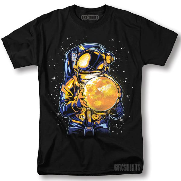 Футболка с астронавтом, держащим Луну, Космос, Галактика, Крутой Подарок, Графическая футболка, Унисекс футболка XXXL