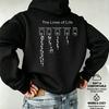 2026 Autumn/Winter Men The Lines of Life Stick Figure Graphic Hoodie Inspirational Text Back‑Print Casual Pullover Sweatshirt