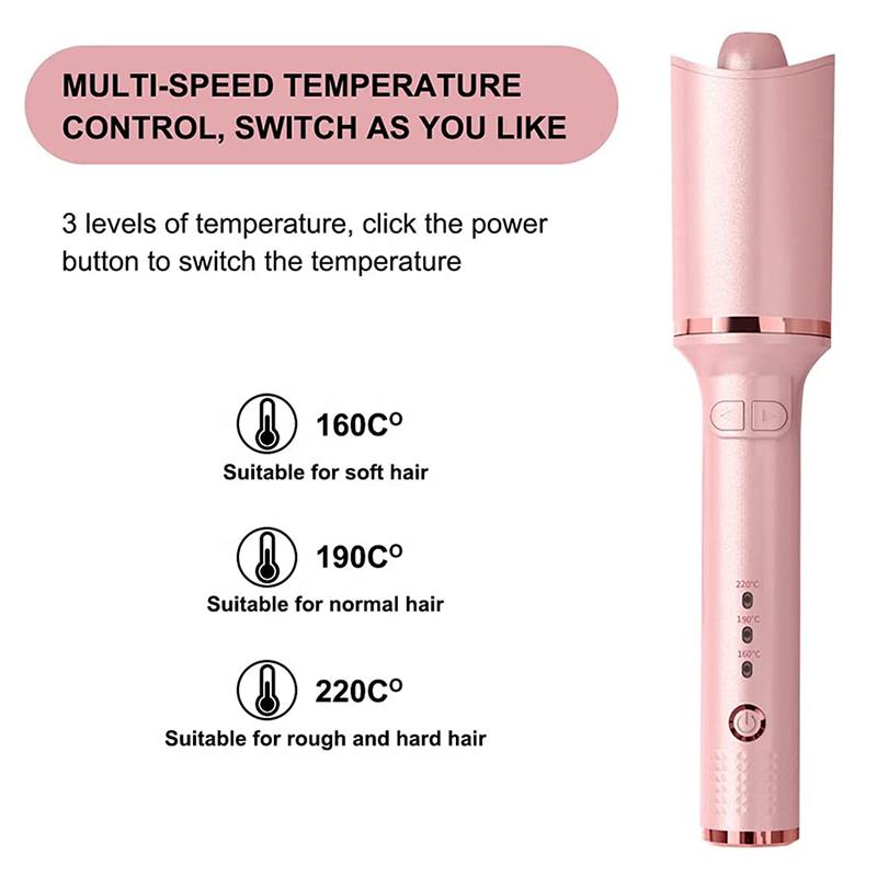 Professional Automatic Rotating Styling Tool Hair Curler with Ceramic Ionic Barrel and Smart Anti-Stuck Sensor