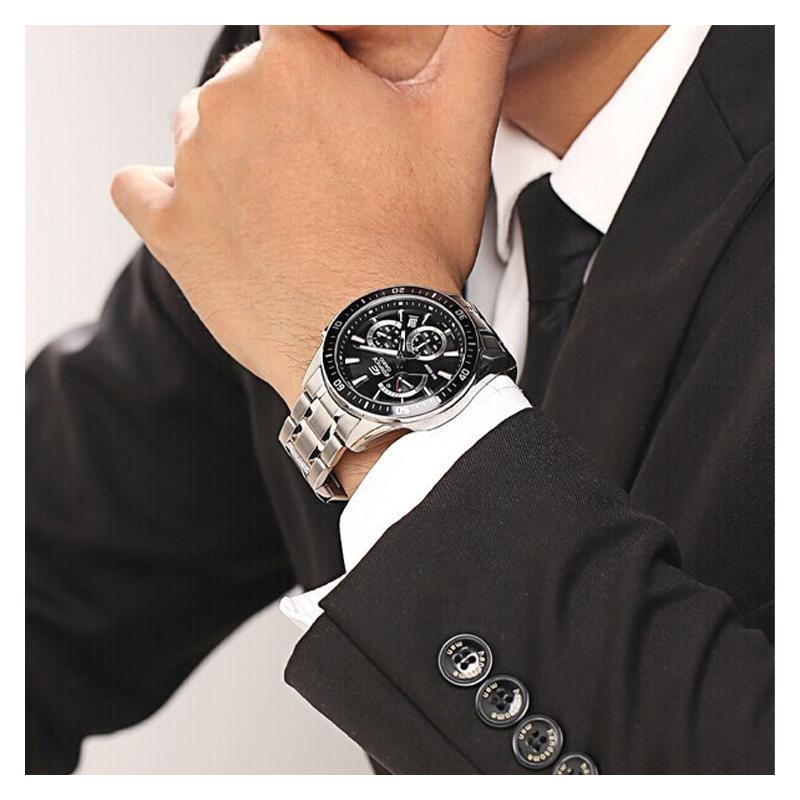 Casio EDIFICE Drei-Zeiger Drei-Augen Einhorn Wasserdicht Einfach Quarzwerk Edelstahlarmband Japanische und Koreanische Uhr Herren EFR-552D-1AVUPR