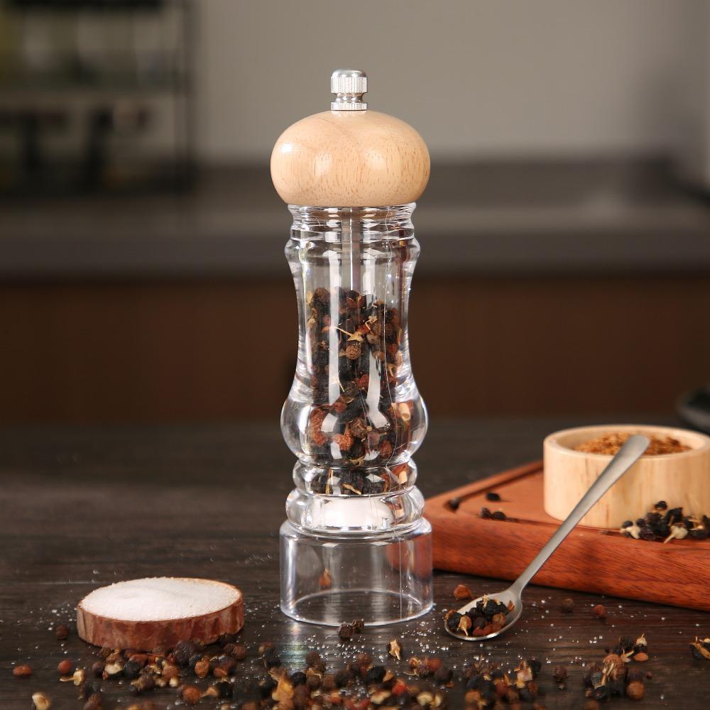 Manual Acrylic Pepper Salt Grinder Adjustable Coarseness Salt and Pepper Bottle  Dinning Table