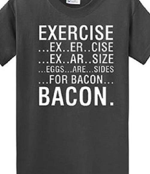 Excercise Eggs are sides for bacon funny t shirt tee fitness work out L
