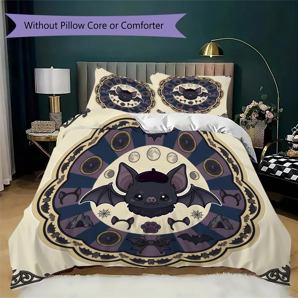 Mystic Moon Owl Pattern Bedding Uilt Set Uilt Cover Pillowcase Home Decoration Birthday Gift (1 * Duvet Cover + 2 * Pillowcase Without Core)