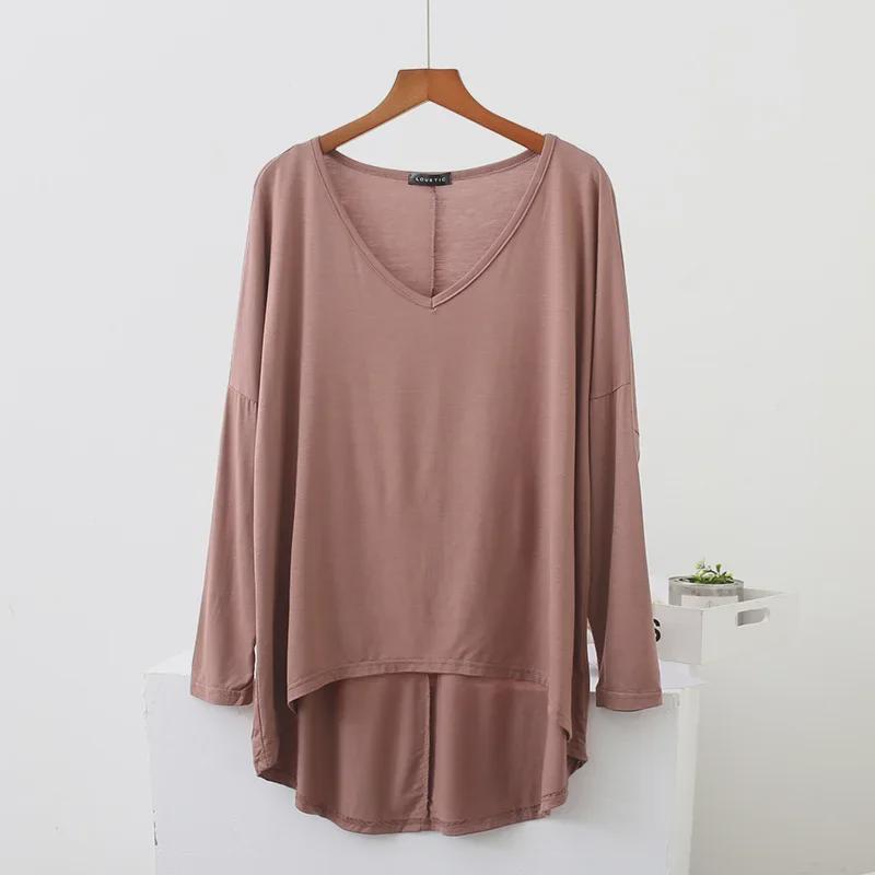 Plus Size V-Neck Batwing Sleeve High-Low Modal Top for Women