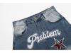 Women's American Retro Star Embroidered Loose Jeans - Summer Floor-Length Casual Pants