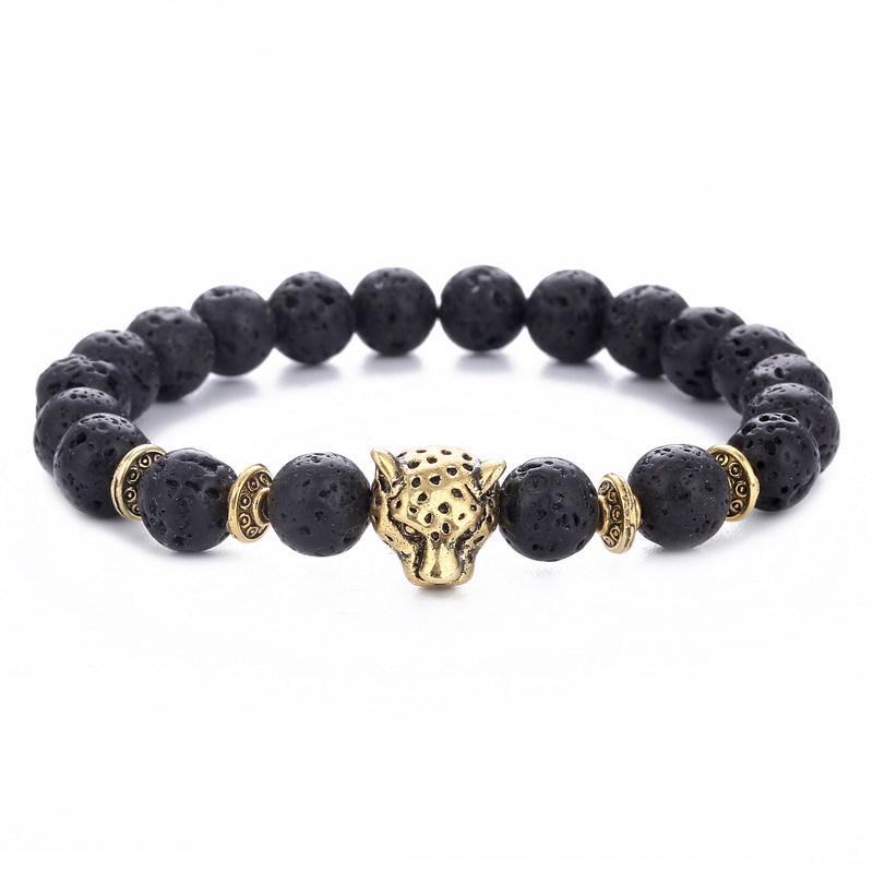 

JYL TS Bracelet Braided Mood Adapts To Energy And Attracts Positivity 6061A golden leopard head средний синий