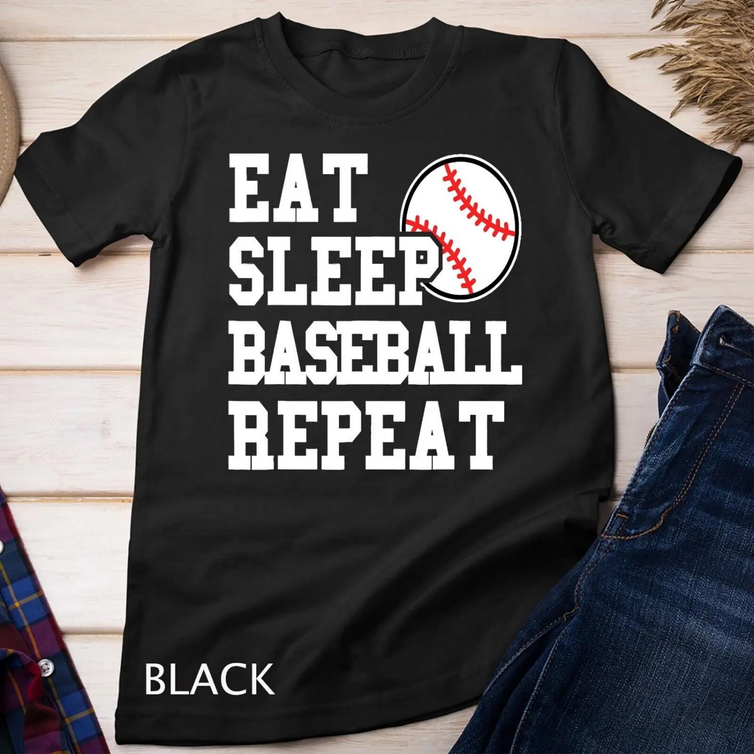 Eat Sleep Baseball Repeat Funny Player T Shirt S