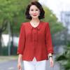 Damen Sommer Lila Bestickte 3/4 Ärmel Bluse Lässiges Hemd für Mama