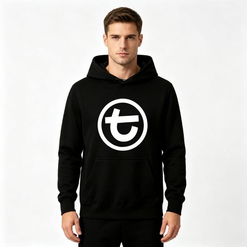 Men's Casual White Ink Heat Transfer Creative Round Number 7 Graphic Printed Hoodie Long Sleeve Pullover Hooded Sweatshirt for Daily Streetwear