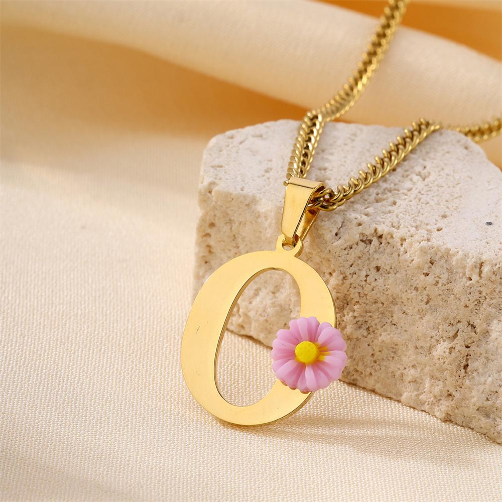 Atoztide Color Flower Initial Letter Pendant Necklace for Women Chunky Alphabet Name Drop Choker Chain Jewelry Mothers Day Gift