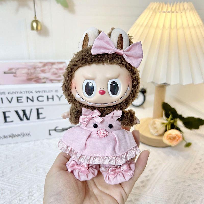 17cm Labubu Doll Clothes: Ice Cream Overalls - Cute Pendant Blind Box