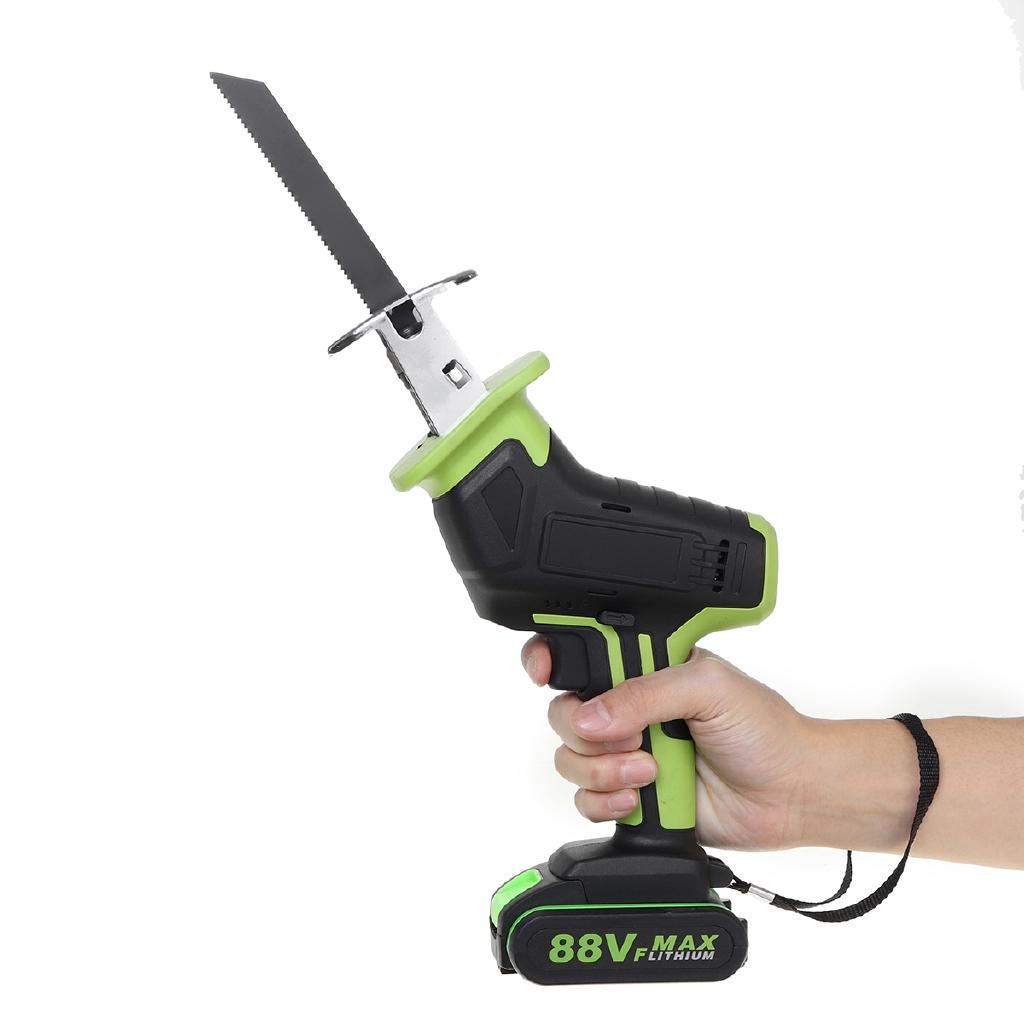 88V Cordless Reciprocating Saw +4 Saw Blades Metal Cutting Wood Tool Portable Metal Woodworking Cutters W/2 Battery