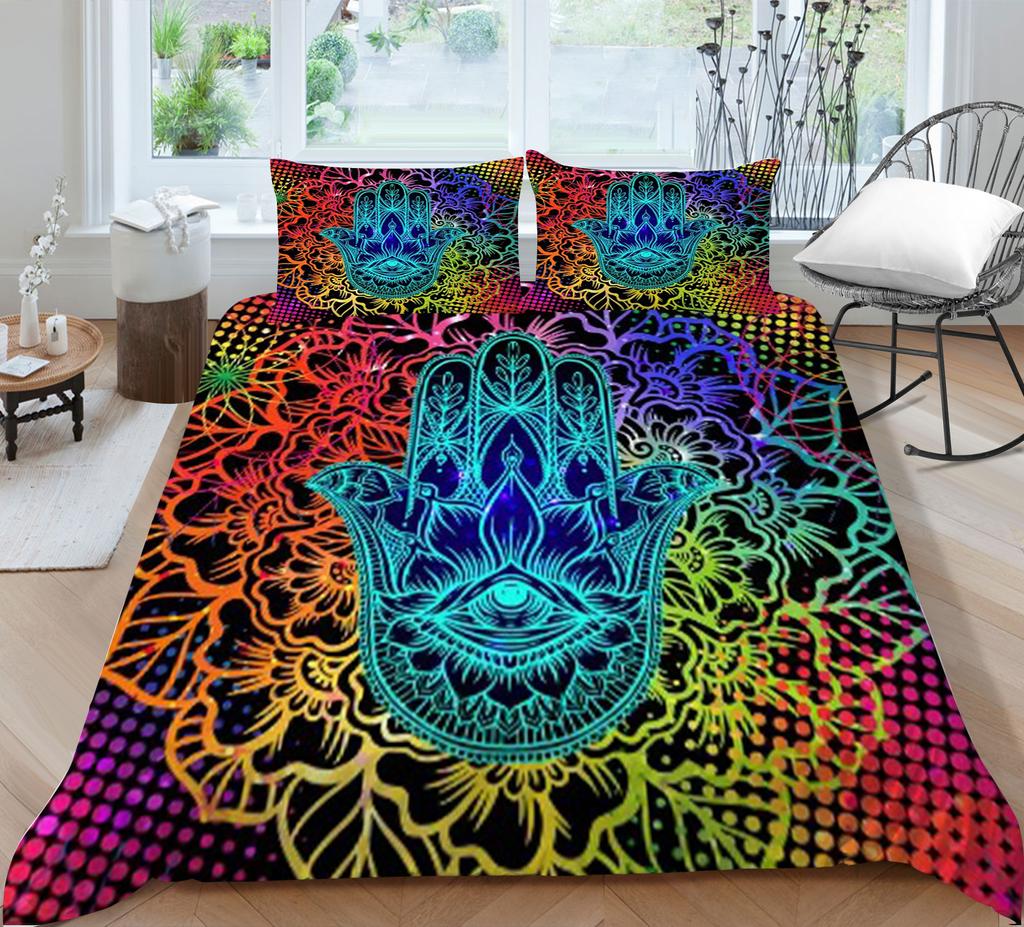 Bohemia Bettbezug-Set Queen-Size-Bettwäsche Heimtextilien 3D-Druck Mode Bettbezug Frau Bettwäschebezug