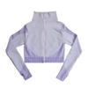 Women's Striped Long Sleeve Yoga Suit - Quick Dry Colorblock Jacket & Crop Top