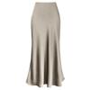 Women's Smooth Satin High Waist Bodycon Maxi Skirt Elegant Draped Mermaid Long Skirt
