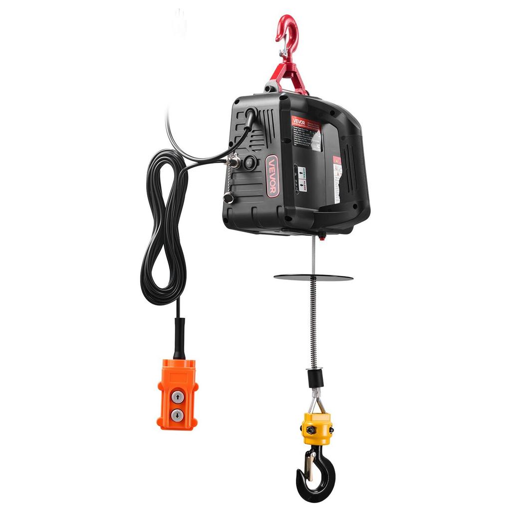 2-in-1 Electric Hoist Winch, 500 kg Capacity, 1500W Portable Power Winch Crane, 7.6 m Lifting Height, 5 m/min with Manual and Wired Remote Control for