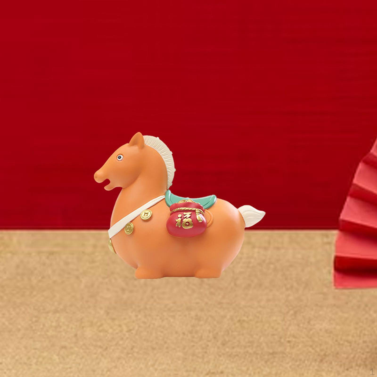 

Cartoon Tang Fat Horse Figurine Desktop Statue Handmade Adorable Shelf Decoration for Housewarming помаранчевий