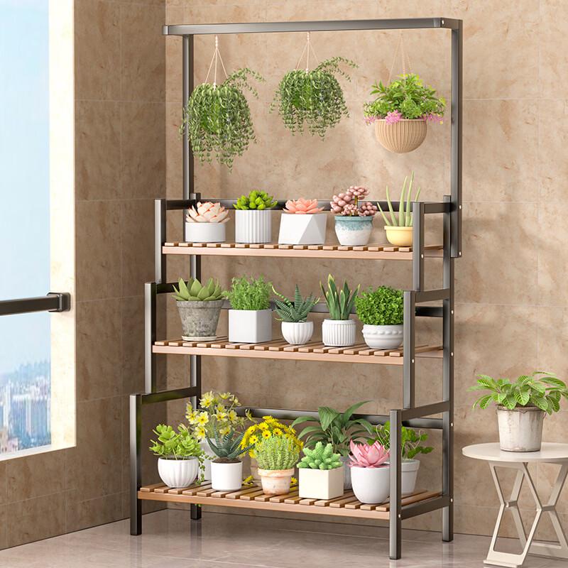 

Shixun Iron Art Ladder Plant Stand with Hanging Basket
