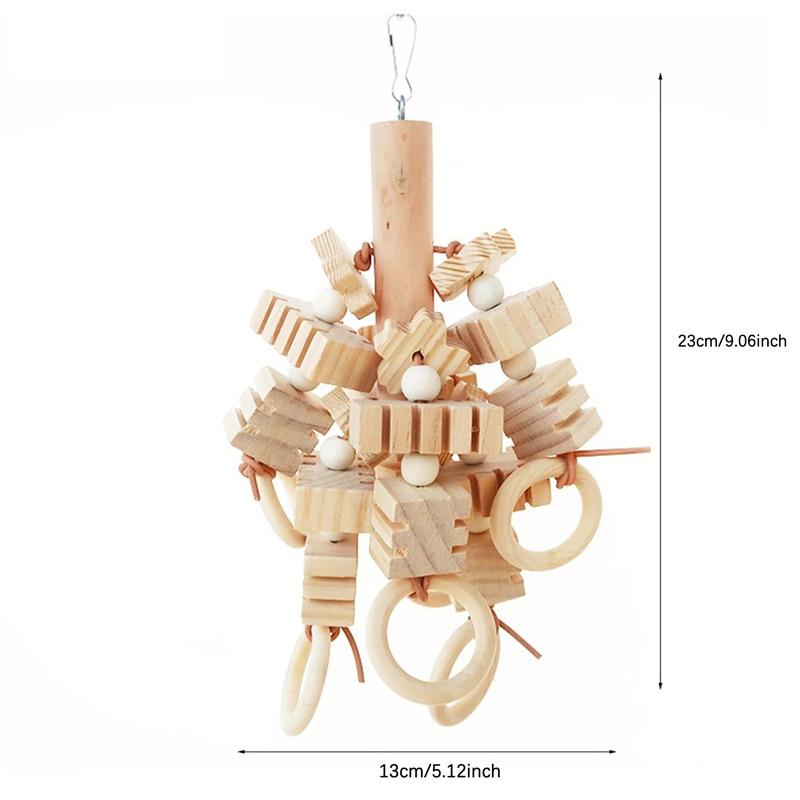 Pet Bird Chewing Toy Colorful Wooden Blocks Acrylic Beads Parrot Toy Bite Bridge Bird Tearing Toy Cockatiels Training Hang Swing