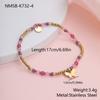 GEMCHIC Women's Multicolor Beaded Stackable Bracelets Set with Gold Butterfly Charm, Natural Stone & Stainless Steel Boho Wristband Jewelry