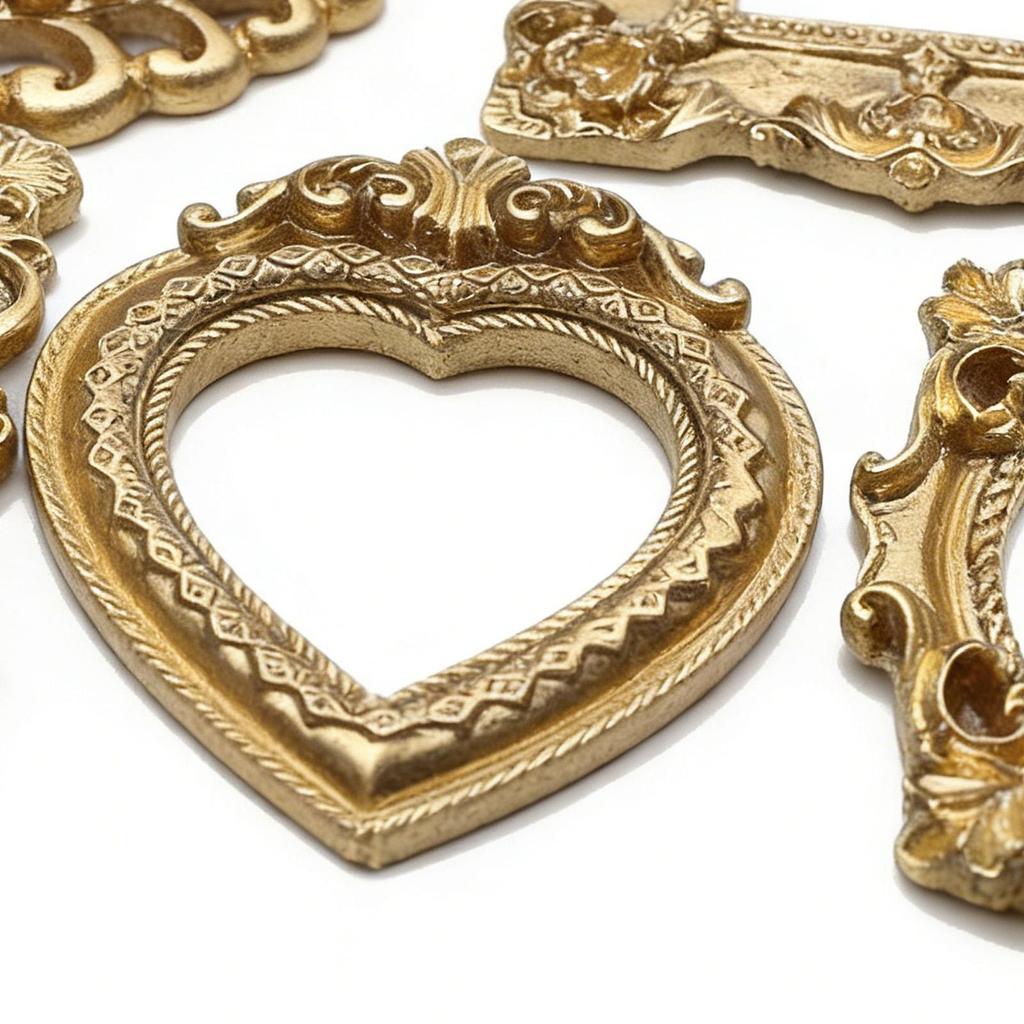 5Pcs Golden Retro Miniature Photo Frames Resin Mini Angel Oval Photo Frame Accessory Mini House Vintage Frame Decoration