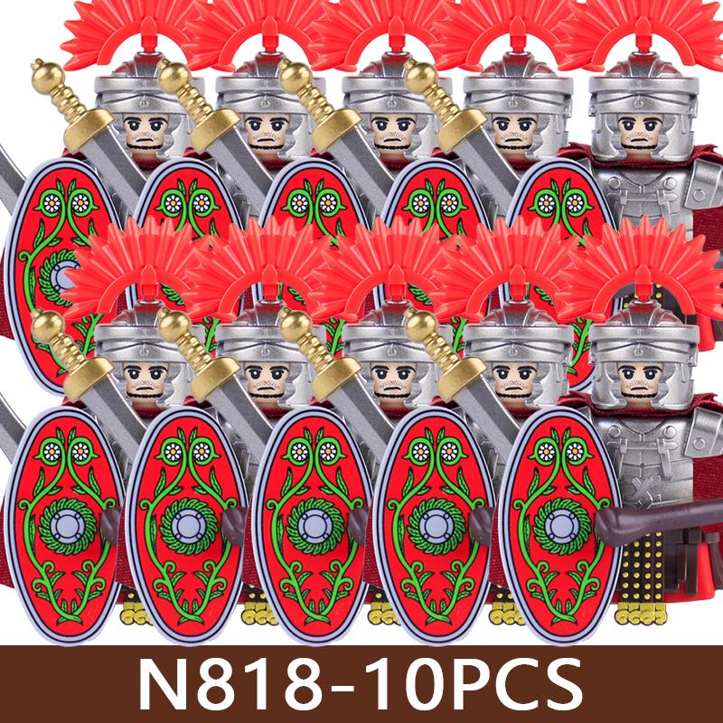 Medeltida Slottssoldat Figurer Byggklossar Militär Armé Riddare Romersk Krigare Infanteri Milis Orcher Tillbehör Klossar Leksaker
