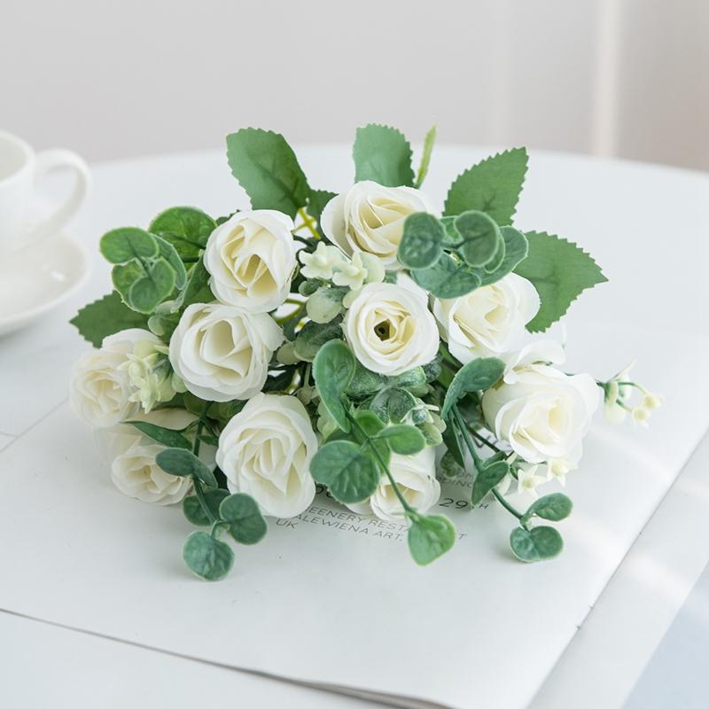 

Artificial Flowers Silk Ten Heads Wedding Outdoor Garden Courtyard Home Decorations Festival Diy Vase Bridal Bouquet Accessories 1pc білий