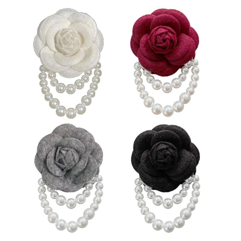 Luxury Brooches for Woman Scarves Buckle Pin Cloth Art Fabric Flower Pearl Brooch Fashion Clothing Jewelry Accessories