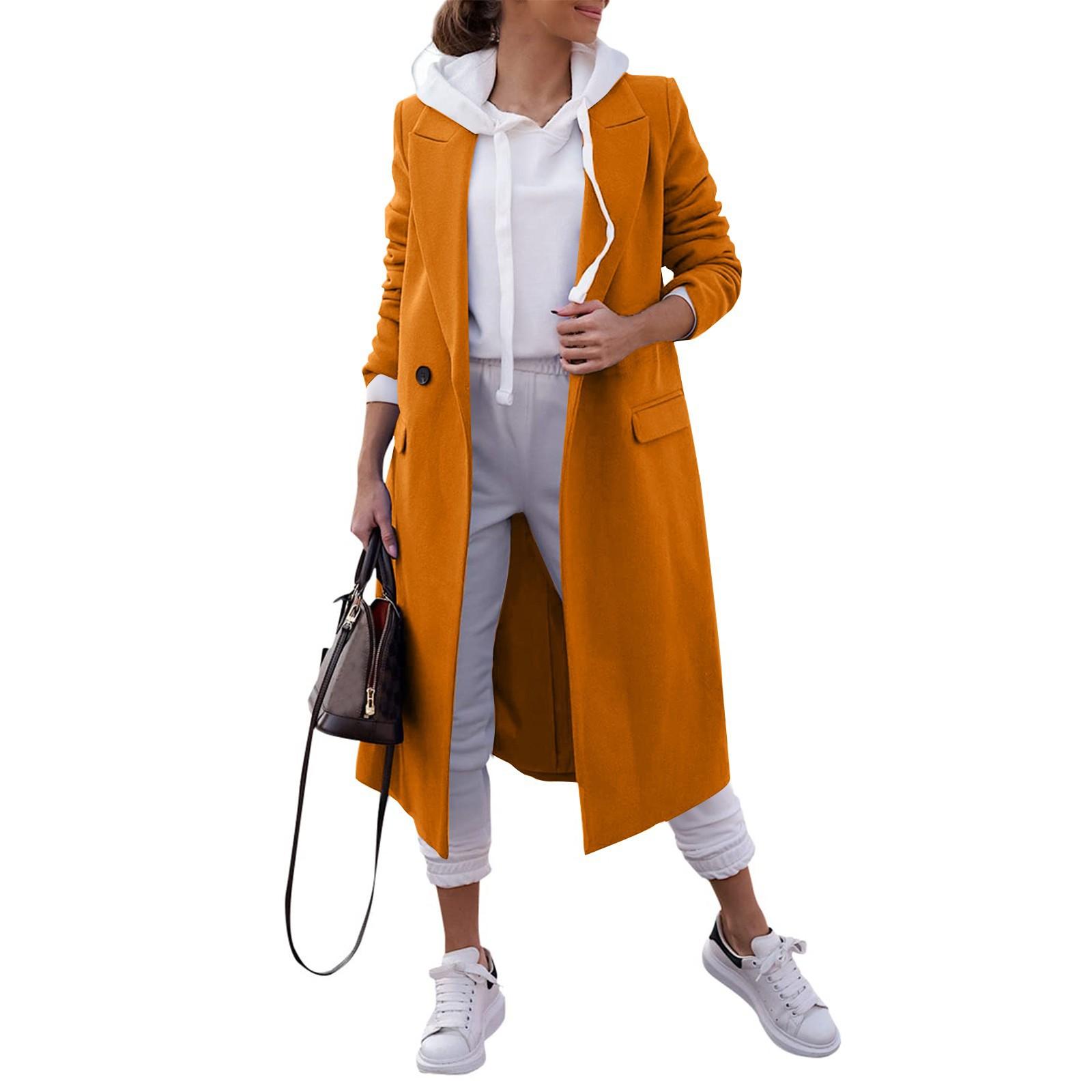 

Женское длинное шерстяное пальто-кардиган S жёлтый