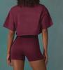 Europäische & Amerikanische 2025 Damen Outdoor Laufen Locker Sitzende Kurzarm Fitness Tops