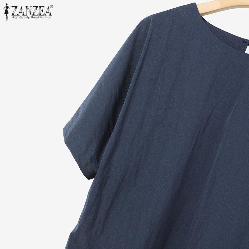 ZANZEA Dame Casual Halvlange Ermer Bluse og Bukser Sommer Todelt Draktssett