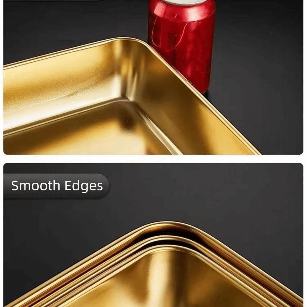 Rectangle Multi-sizes Tray Stainless Steel BBQ Plate Practical Cake Tray for Homes