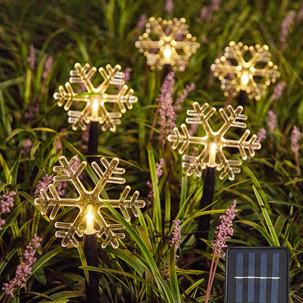 Solar Christmas Star Lights Outdoor Energy Saving Waterproof Solar Powered Stake Lights Decorations for Home Pathway