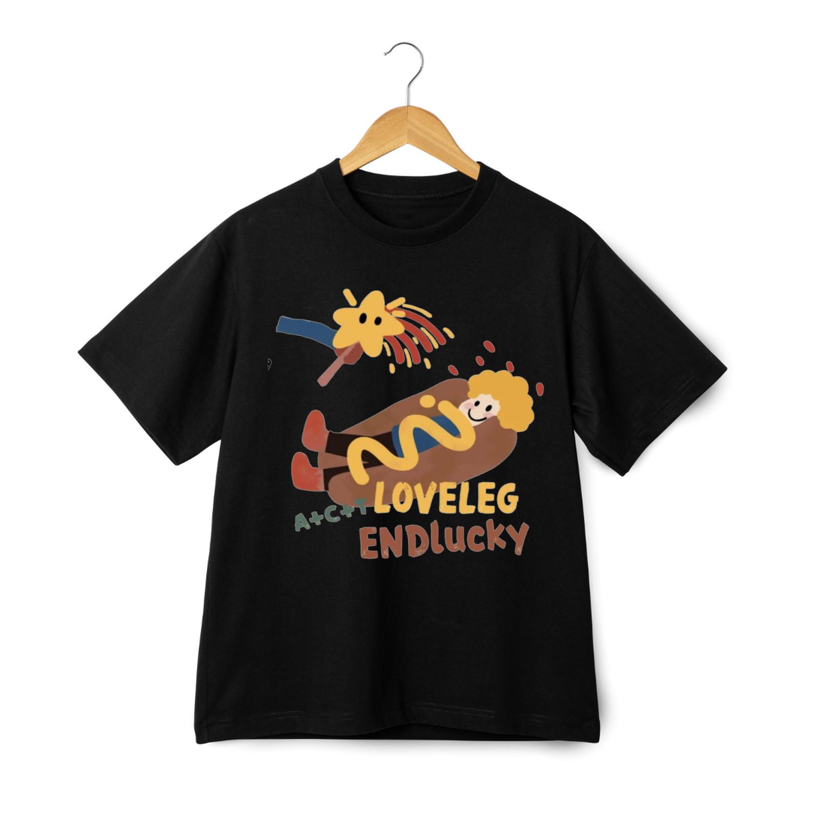 Loveleg Endlucky Hotdog Graphic T-Shirt Mens Womens Tees Top - Funny Meme Unisex Streetwear Tee 4XL
