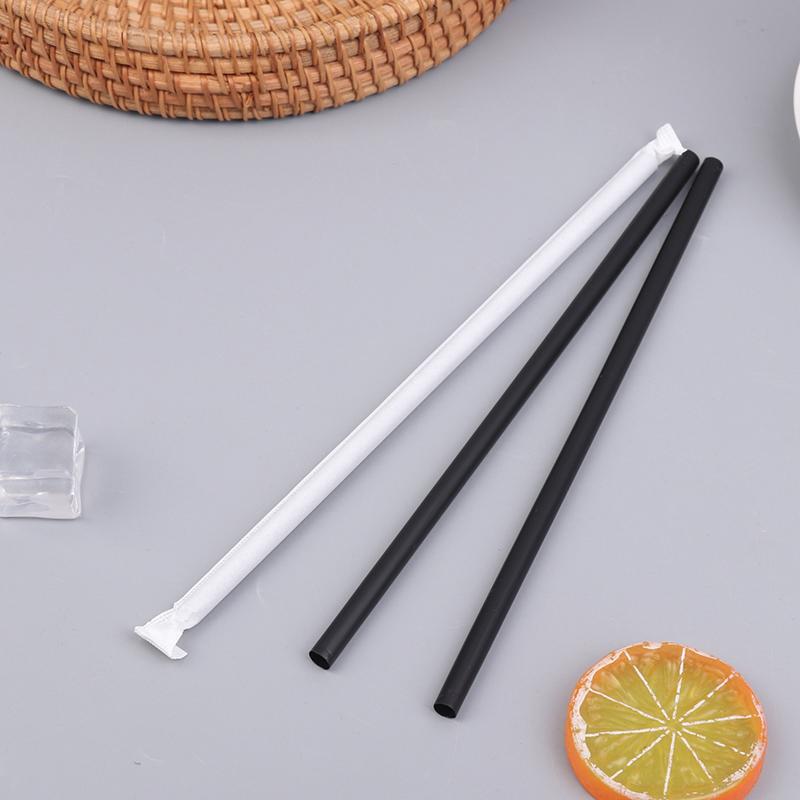 100Pcs Black Drinking Straws Plastique Straws Single Piece Paper Packaging Rietjes Flexible Party Kitchen Beverage Straws