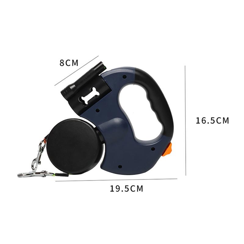 Double-Ended Pet Traction Rope Portable 360 Swivel Pets Leash with Night Light Retractable Outdoor Dog Walking Artifact