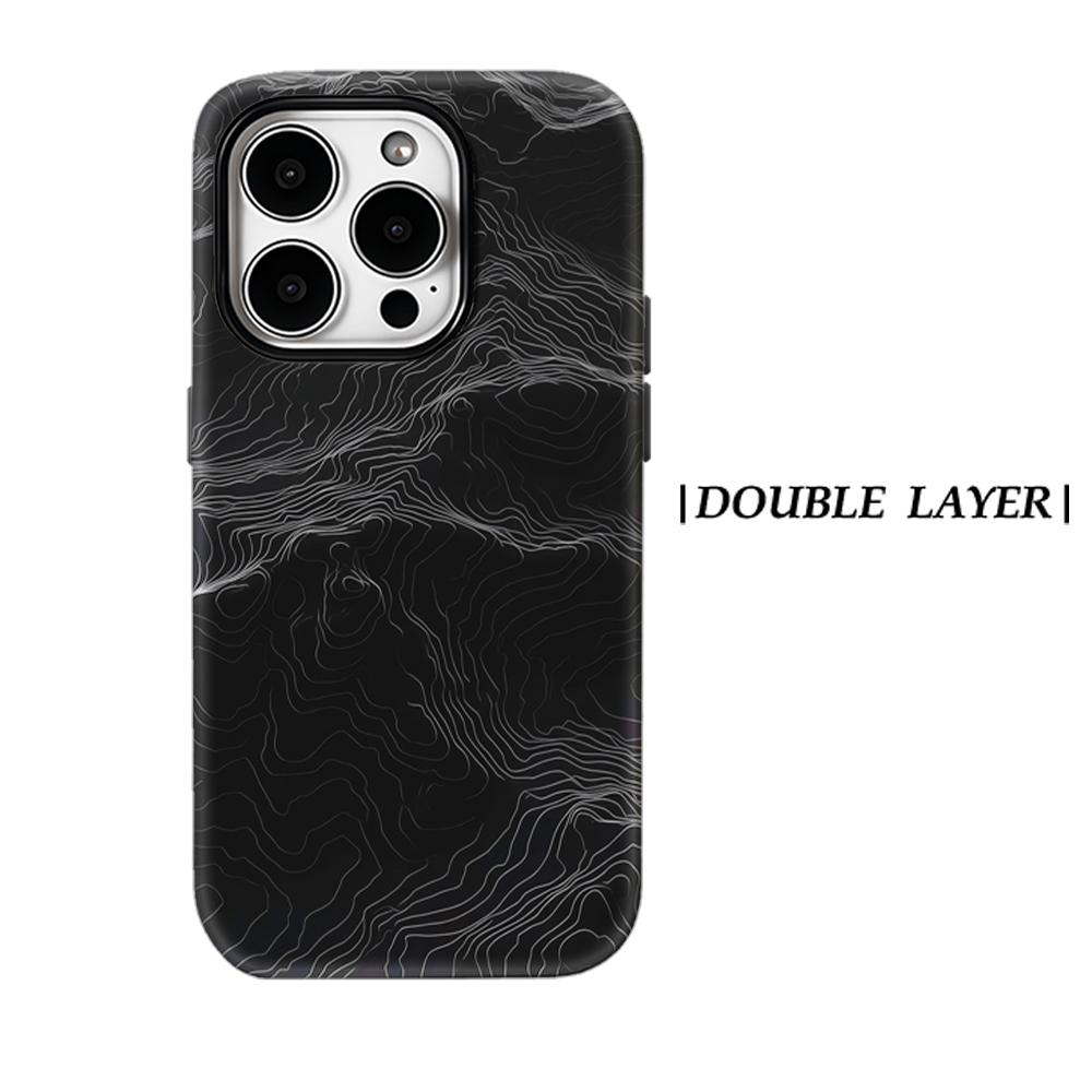 White Lines on Black Waves Phone Case for IPhone 17AIR 16E 16 15 14 13 12 11 17 Pro Max Plus Double-layer Back Cover