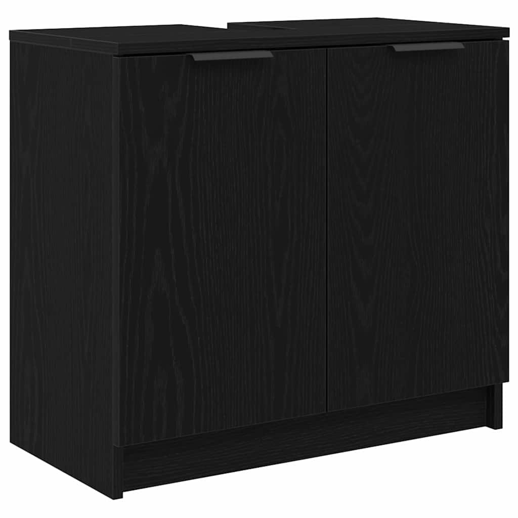 Bathroom Cabinet Set 2 Pieces Black Oak Effect Wood Based Material