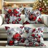 Festive Christmas Pillowcases: 2D HD Printed with Elegant Holiday Ornaments! Sofa Cushion Cover New Year Home Room Decoration