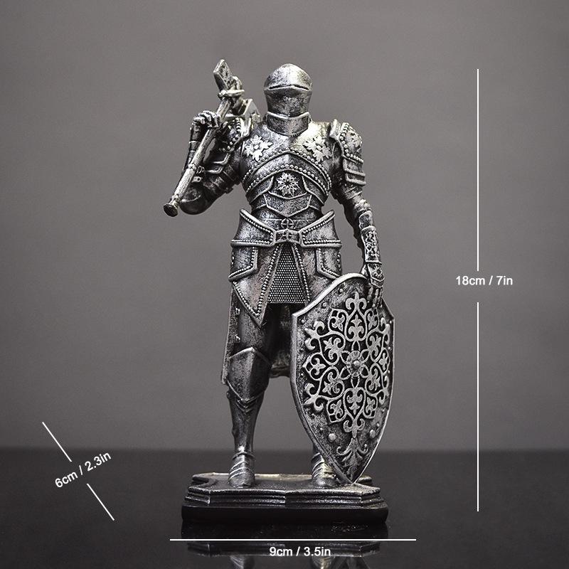 Nordic Victory Knight Resin Figurine: High-End Vintage Office Decor