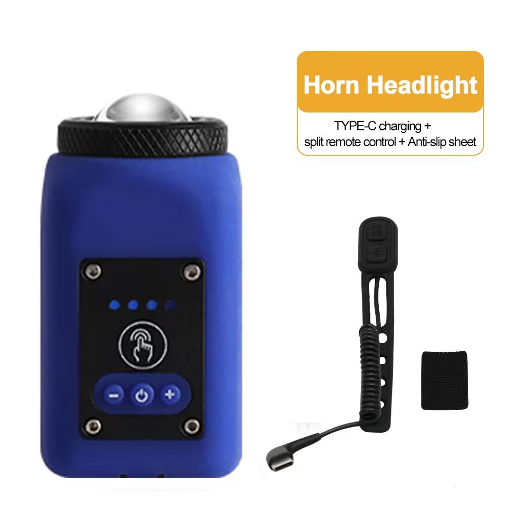 Bike Horn Light 110DB USB Rechargeable Bicycle Front Light Electric Bell Remote Control Horn Bike Light Night Cycling Accessorie 100-300 Lumen&1000-3000 Mah синий