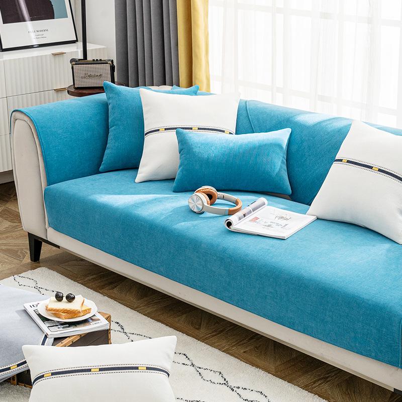 Leichter Luxus-Stil, neuer Sofakissenbezug aus Chenille-Leder, für alle Jahreszeiten, universell, rutschfest, schlicht, modern, für den Sommer