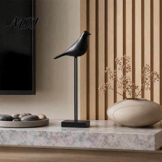 Artistic Resin Animal Statues Black & White Bird Figurine, Minimalist Modern Art Sculpture for TV Interior Design Accents Cabinet Bookshelf