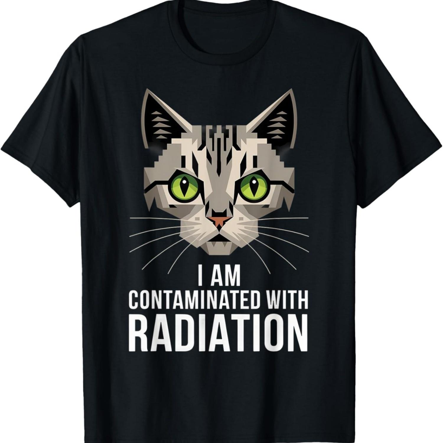 

IAm Contaminated With Radiation Japanese Cat Meme T-Shirt S чёрный